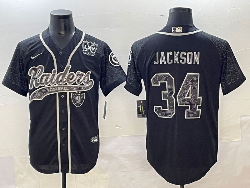 Men 2025 Oakland Raiders #34 Jackson Black Joint Name Nike Limited NFL Jersey style 2